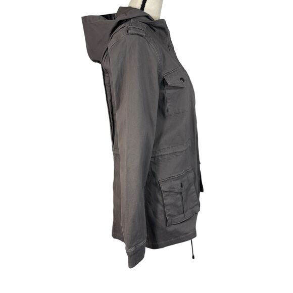 Market & Spruce Medium Kathleen Cargo Jacket Hooded Pockets Stretch Full-Zip New - Picture 4 of 12